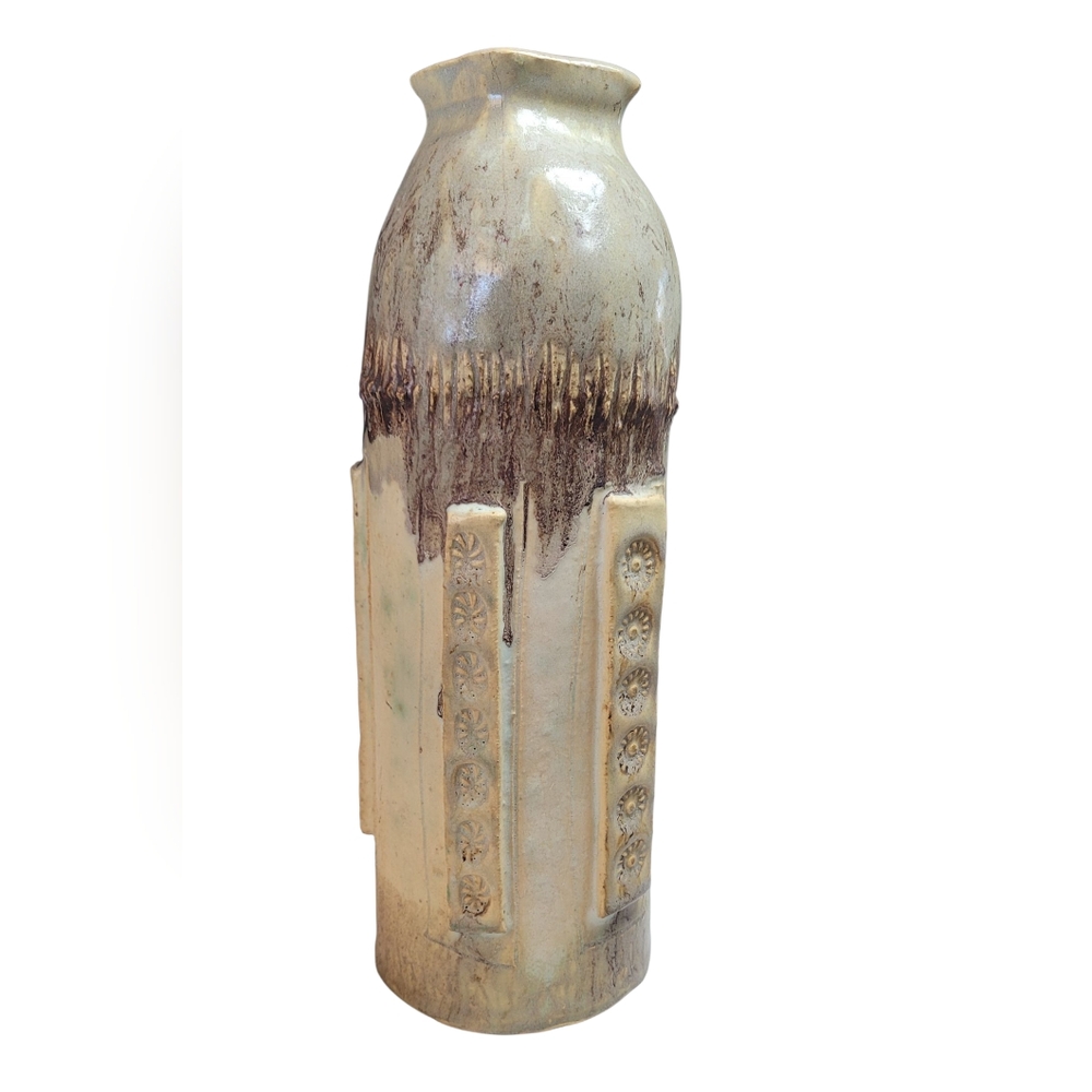 Hand Crafted Cream and Brown Ceramic Vase - Picture 13 of 16